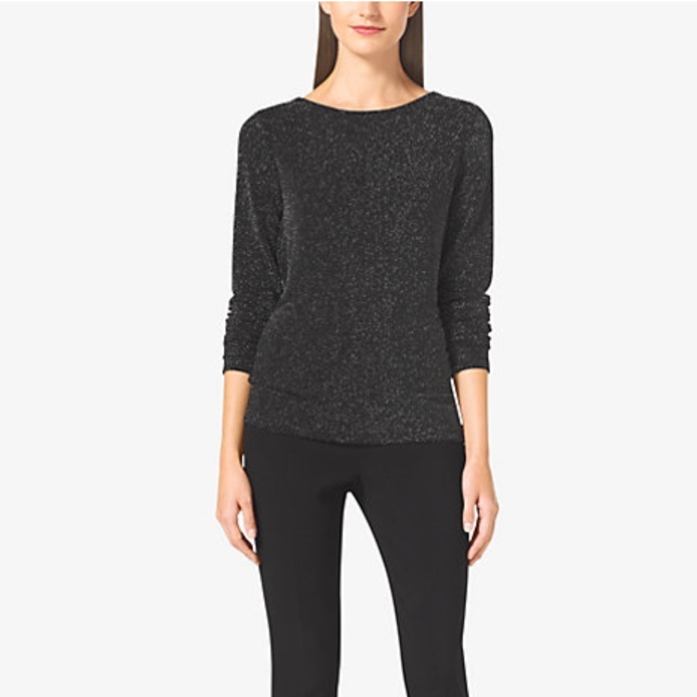 MICHAEL KORS Metallic Cowl-Back Top | Size Medium